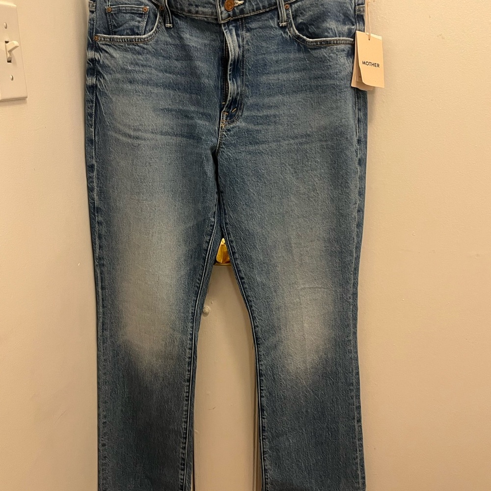 MOTHER Blue Flare & Wide Leg Jeans with Faded Detail